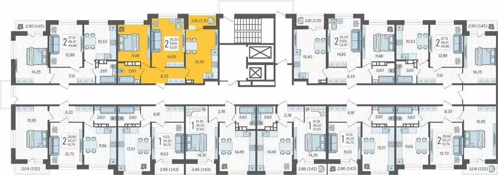 2-комнатная квартира: Краснодар, жилой комплекс Смородина (52.97 м) - Фото 1