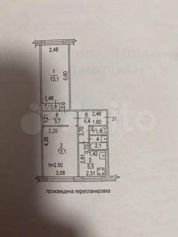 2-к. квартира, 44,2 м, 1/5 эт. - Фото 0