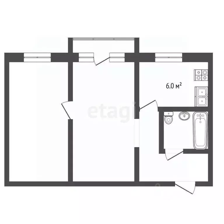 2-к кв. Московская область, Серпухов ул. Космонавтов, 19Б (45.7 м) - Фото 2