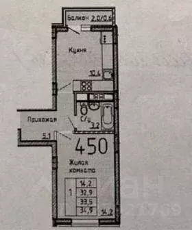 Квартира, 1 комната, 35 м - Фото 2