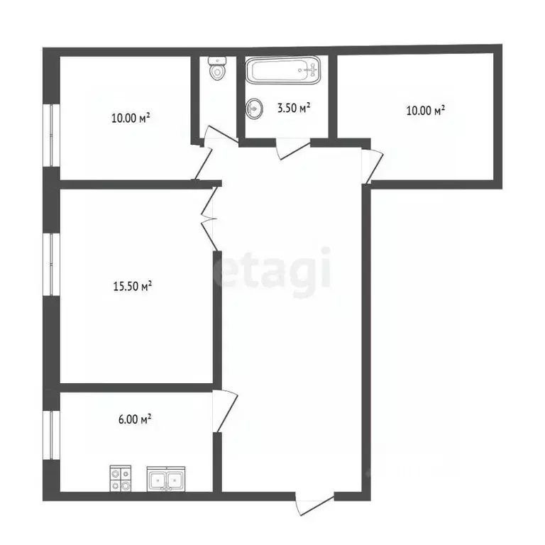 3-к кв. Тюменская область, Тюмень ул. Мельникайте, 92 (54.5 м) - Фото 2