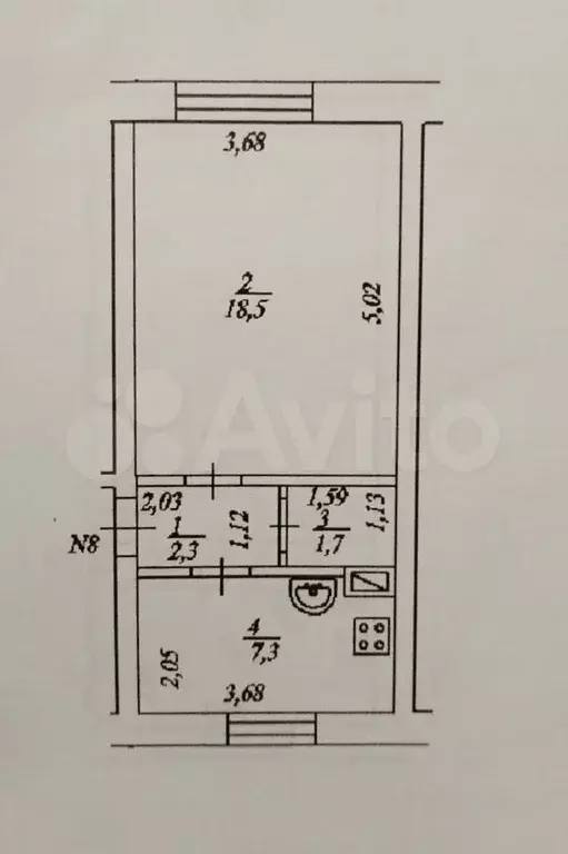 1-к. квартира, 30 м, 1/2 эт. - Фото 0