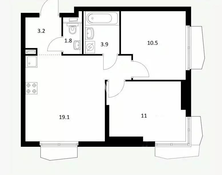 2-к кв. Москва Холланд Парк жилой комплекс, к8 (49.0 м) - Фото 2