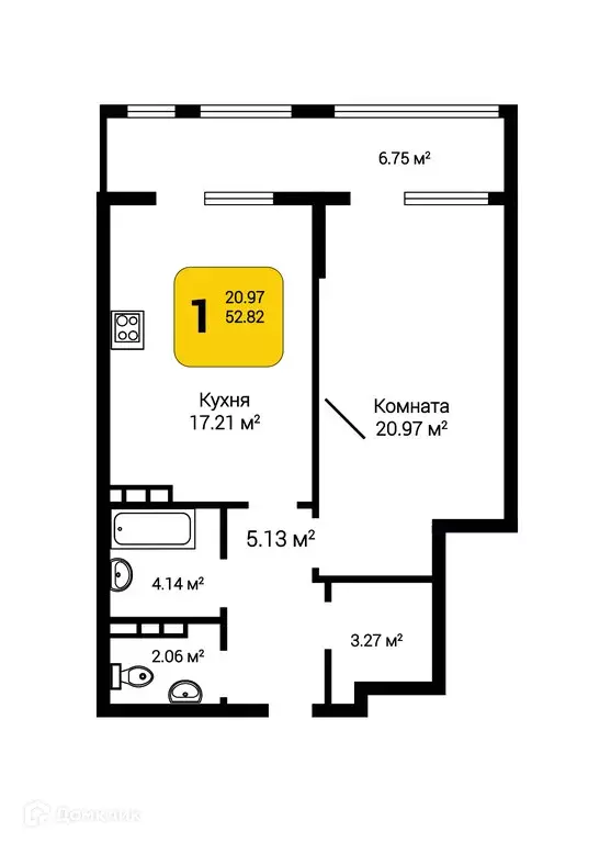 Продаётся 1-к квартира, 56.16 м - Фото 0