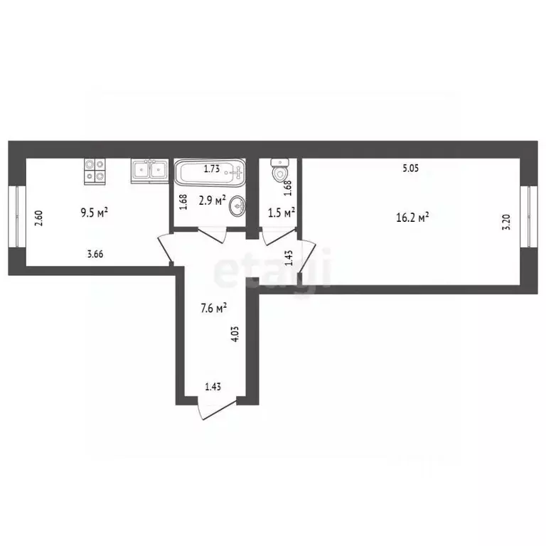 1-к кв. Калужская область, Калуга ул. Георгия Амелина, 16 (37.7 м) - Фото 2
