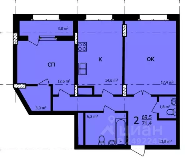 1-к кв. Нижегородская область, Нижний Новгород ул. Владимира ... - Фото 1
