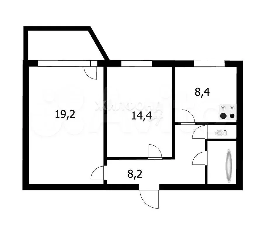 2-к. квартира, 54,1 м, 3/9 эт. - Фото 0