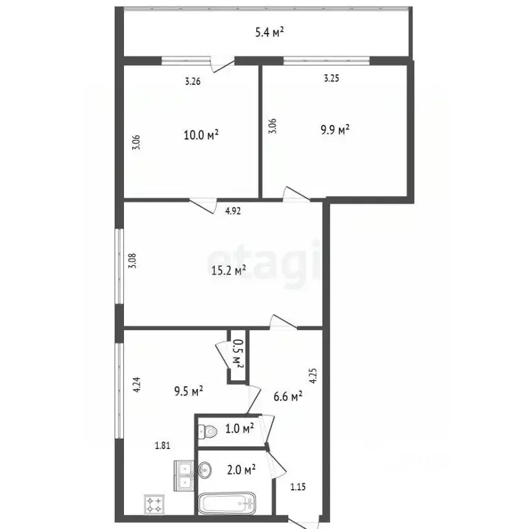 3-к кв. Санкт-Петербург ул. Дыбенко, 11К1 (54.8 м) - Фото 2