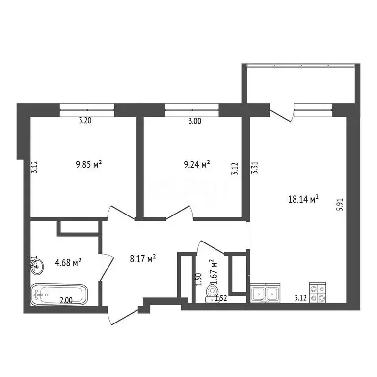 2-комнатная квартира: деревня Дударева, улица Сергея Джанбровского, 11 ... - Фото 1