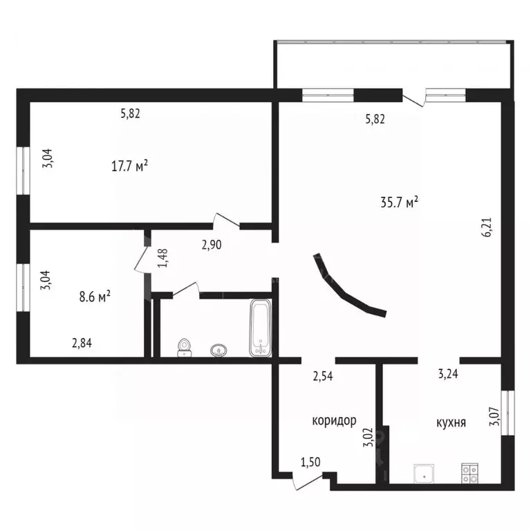 3-к кв. Тюменская область, Тюмень Инженерная ул., 72 (92.0 м) - Фото 1