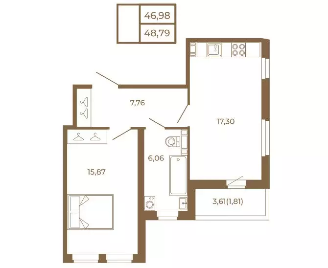 1-комнатная квартира: Сертолово, Златоглавая улица, 2к1 (48.79 м) - Фото 1
