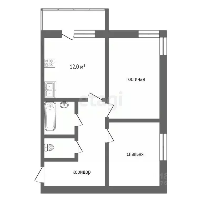 2-к кв. Коми, Сыктывкар Интернациональная ул., 215 (50.1 м) - Фото 2