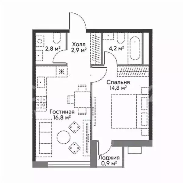 2-к кв. Москва Мосфильмовская ул., 100 (42.0 м) - Фото 2