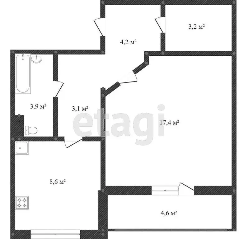 1-комнатная квартира: Тобольск, 4-й микрорайон, 43 (40.4 м) - Фото 0