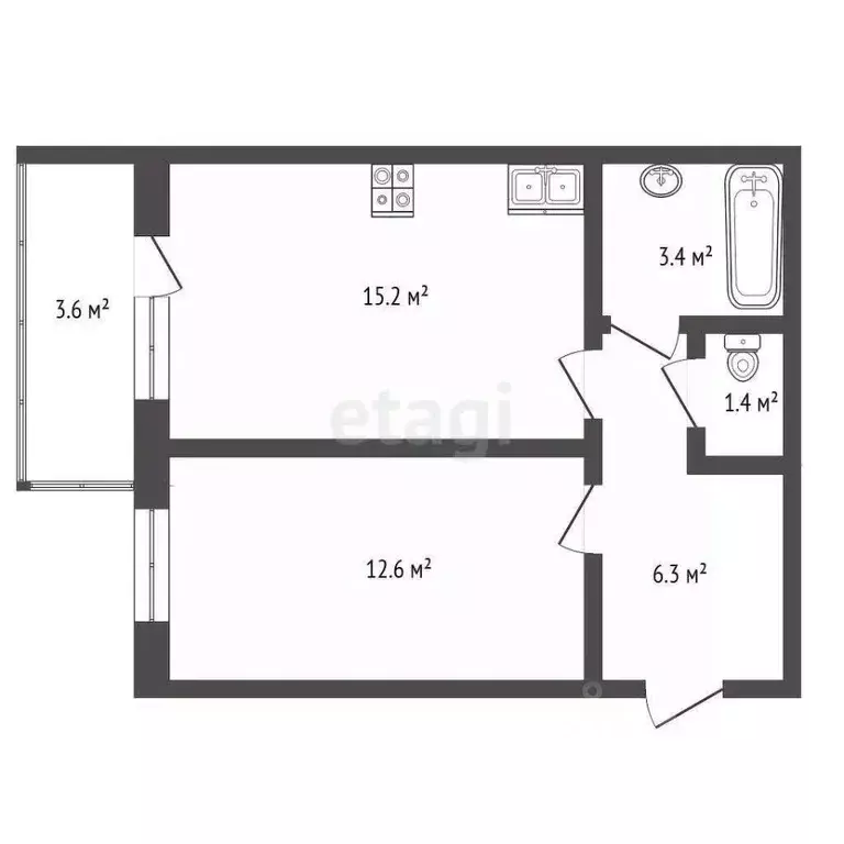 1-к кв. Вологодская область, Вологда Новгородская ул., 36 (38.9 м) - Фото 1
