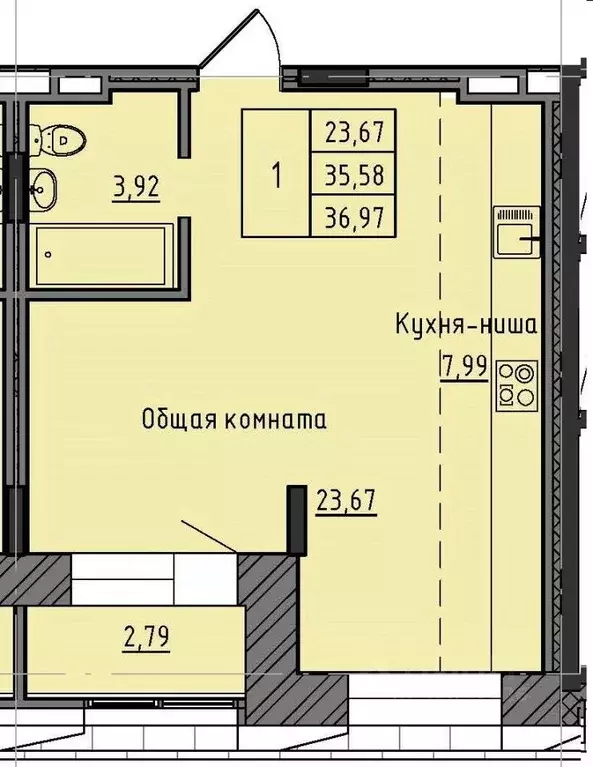 1-к кв. саха (якутия), якутск 37-й кв-л, (36.97 м) - Фото 0