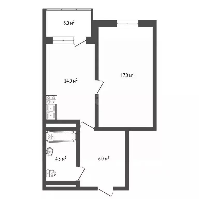 1-к кв. Тюменская область, Тюмень ул. Николая Ростовцева, 27к1 (41.5 ... - Фото 2
