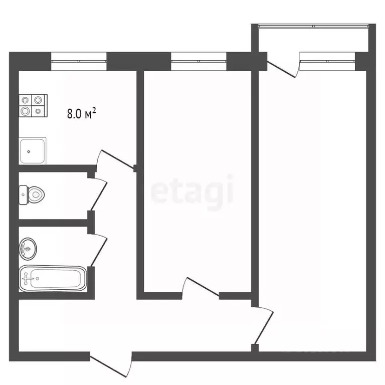 2-к кв. Саратовская область, Балашов пер. Серова, 4 (46.6 м) - Фото 2