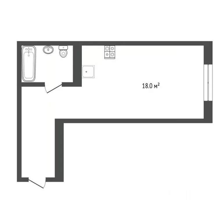 Студия Тюменская область, Тюмень ул. Василия Малкова, 10 (31.0 м) - Фото 2