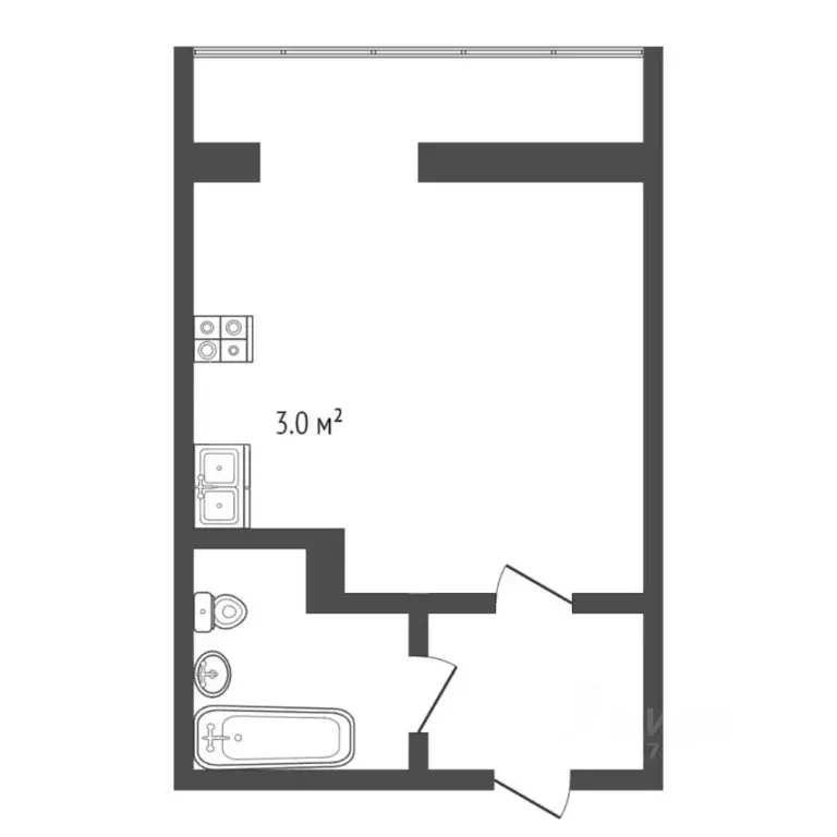 Студия Тюменская область, Тюмень ул. Верхнетарманская, 1 (23.3 м) - Фото 2