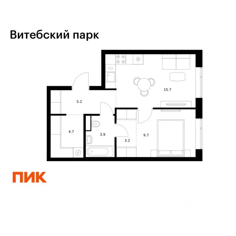 1-к кв. Санкт-Петербург Витебский Парк жилой комплекс (42.4 м) - Фото 1