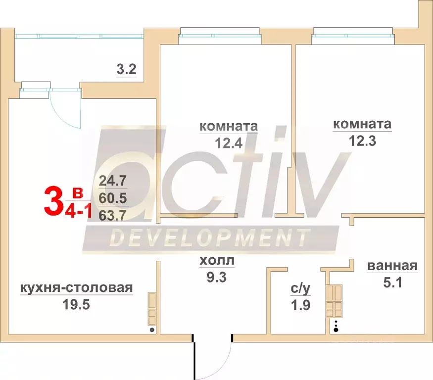 2-к кв. Свердловская область, Березовский Восточная ул. (60.5 м) - Фото 0