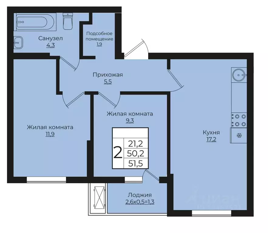 2-к кв. Краснодарский край, Краснодар Европа-Сити жилой комплекс, ... - Фото 1