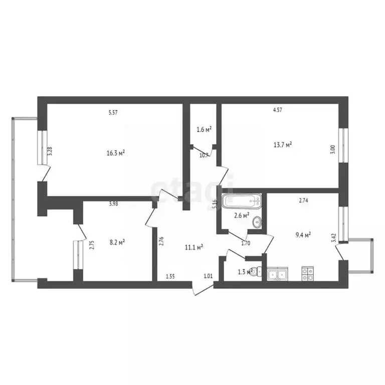 3-к кв. Крым, Раздольное пгт ш. Евпаторийское, 22А (66.2 м) - Фото 2