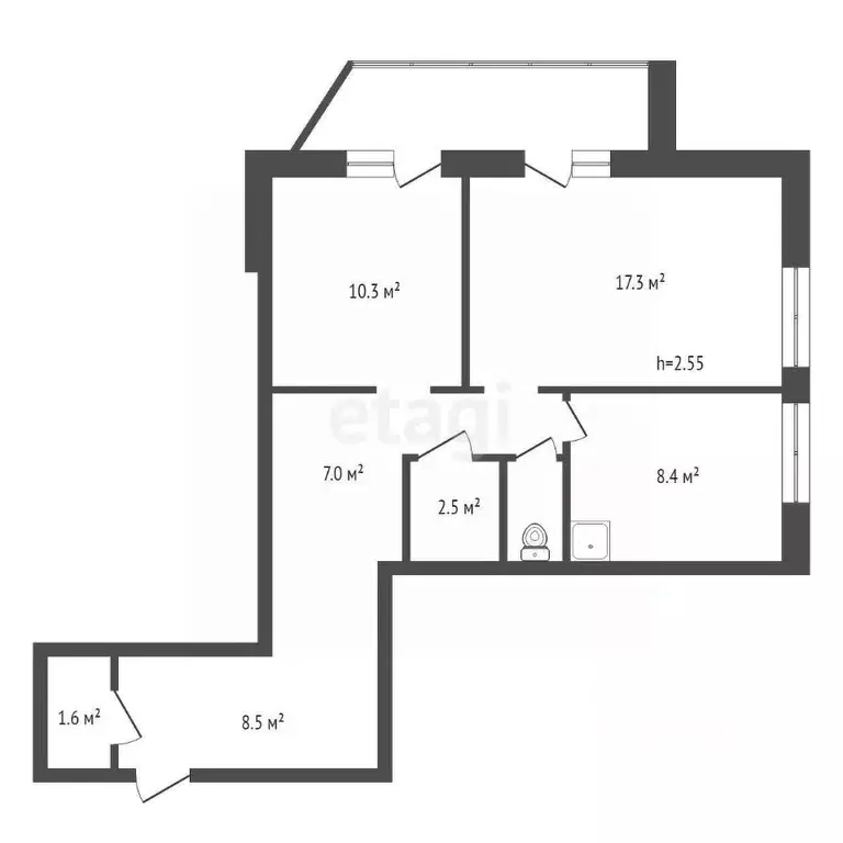 2-к кв. Красноярский край, Красноярск ул. Вильского, 18Г (64.0 м) - Фото 2