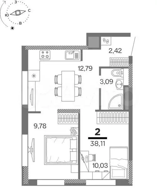 Квартира-студия, 21,6 м, 8/25 эт. - Фото 0