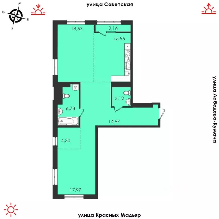 2-к кв. Иркутская область, Иркутск Советская ул., 31/2 (87.97 м) - Фото 0