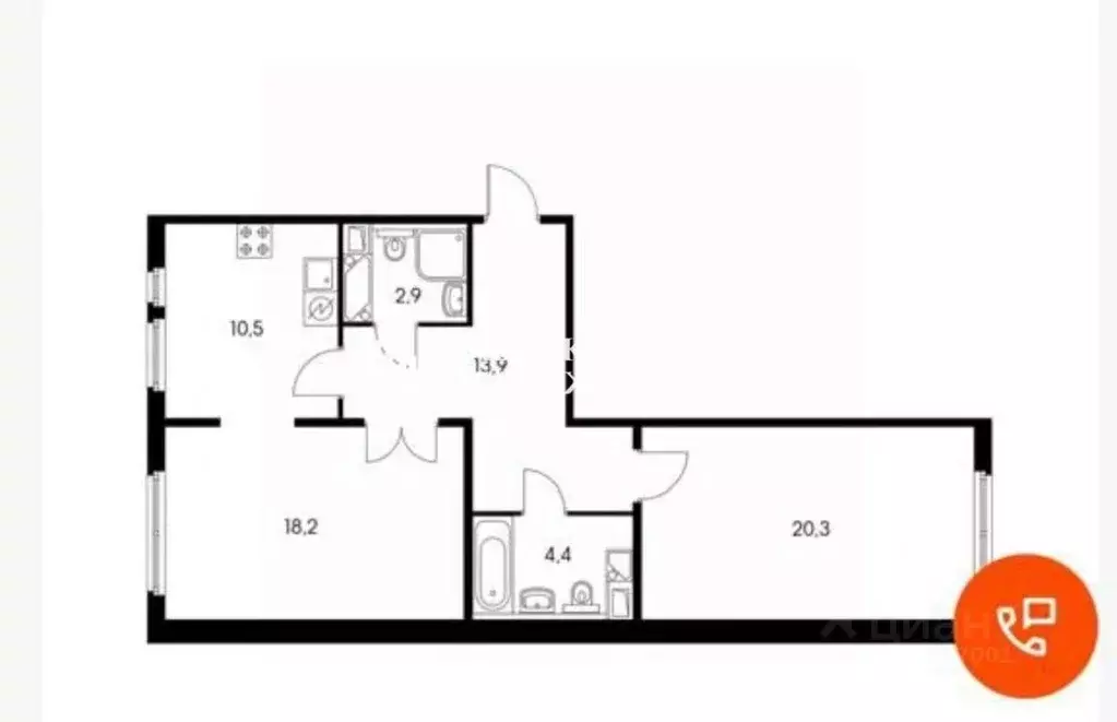 2-к кв. Москва ул. Саларьевская, 14к2 (70.2 м) - Фото 1