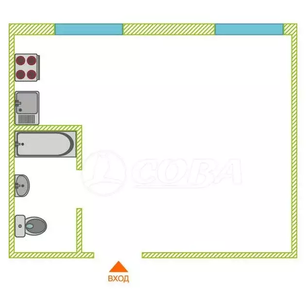 Квартира-студия: Тюмень, улица Мельникайте, 83 (22 м) - Фото 1