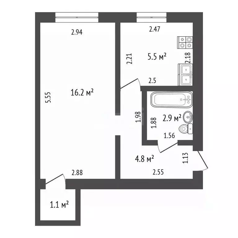1-к кв. Башкортостан, Стерлитамак Социалистическая ул., 2Б (30.5 м) - Фото 2
