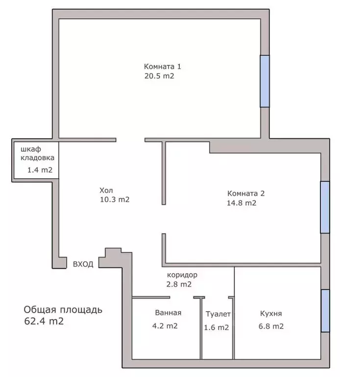 2-к кв. Москва Новолесная ул., 1/49 (62.4 м) - Фото 1