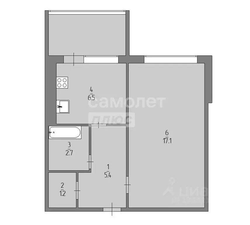 1-к кв. Башкортостан, Уфа Российская ул., 171 (32.9 м) - Фото 2
