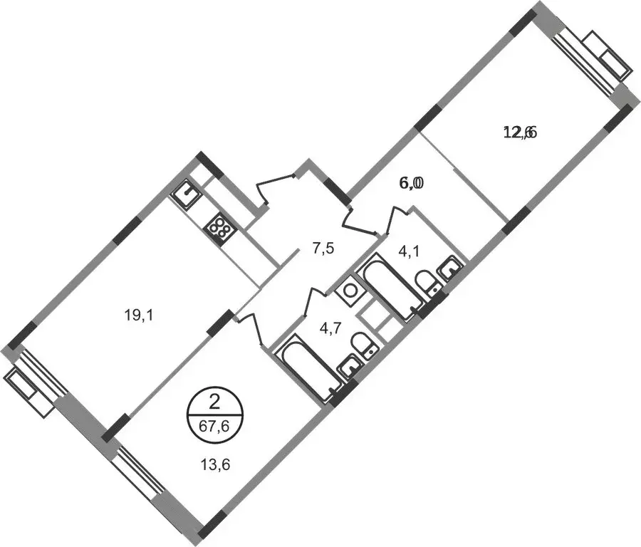 2-комнатная квартира: посёлок городского типа Заречье, жилой комплекс ... - Фото 1