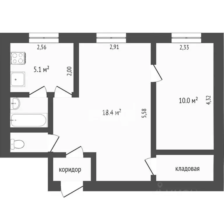 2-к кв. Севастополь ул. Павла Корчагина, 38 (45.0 м) - Фото 1