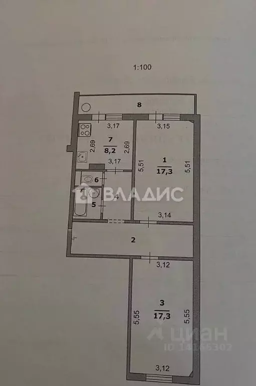 2-к кв. Белгородская область, Белгород бул. Юности, 45 (61.5 м) - Фото 1