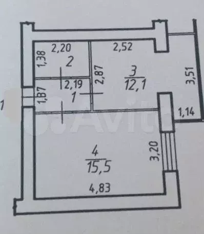 1-к. квартира, 33,6 м, 5/6 эт. - Фото 0