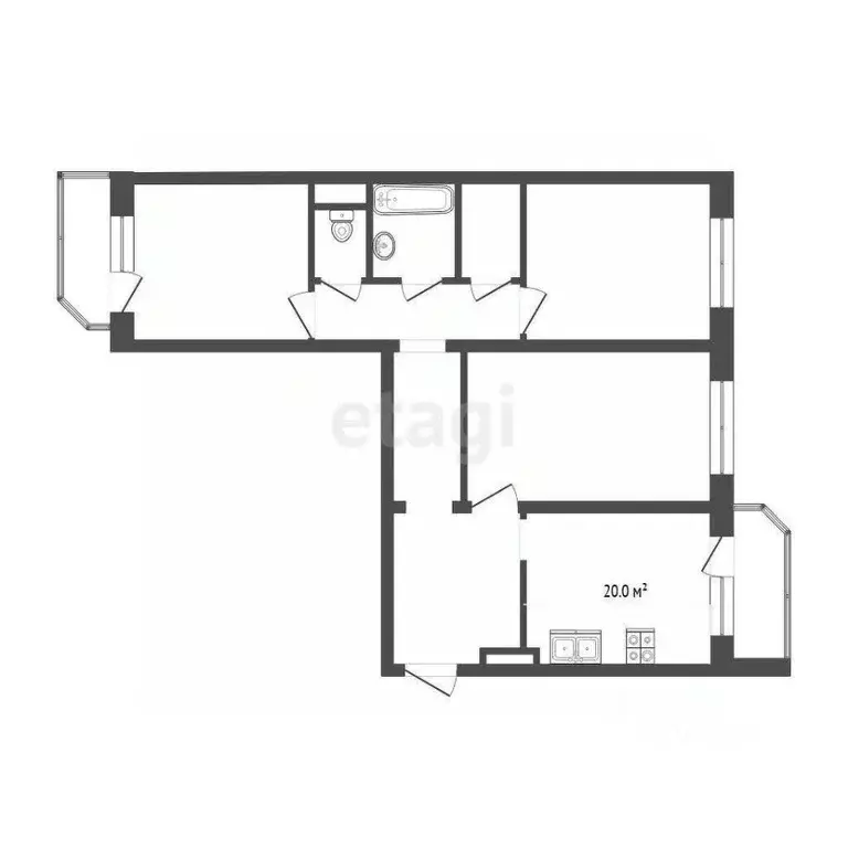 3-к кв. Тюменская область, Тюмень ул. Федюнинского, 60к2 (93.0 м) - Фото 1