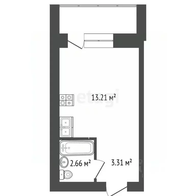 Студия Калужская область, Калуга ул. Минская, 39 (30.1 м) - Фото 2