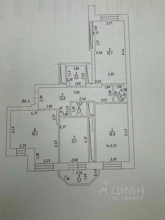 3-к кв. Татарстан, Казань ул. Баки Урманче, 6 (87.6 м) - Фото 2