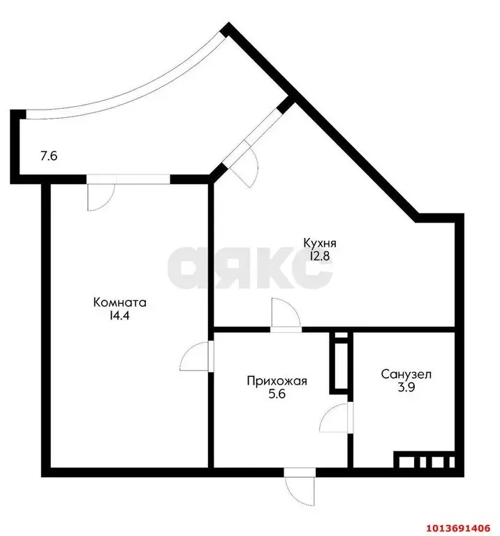 1-комнатная квартира: краснодар, улица григория булгакова, 6 (38 м) - Фото 0