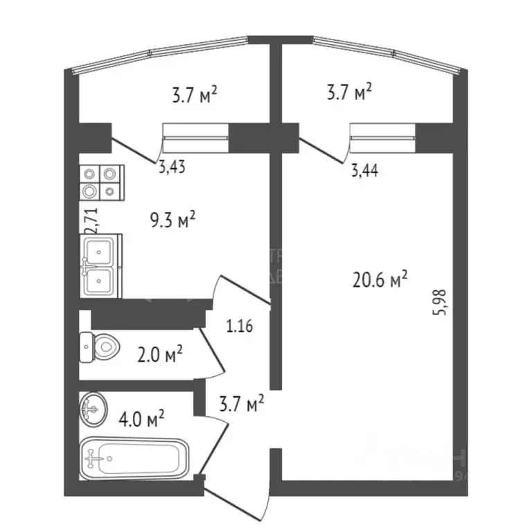 1-к кв. Тюменская область, Тюмень Широтная ул., 168 (40.0 м) - Фото 1