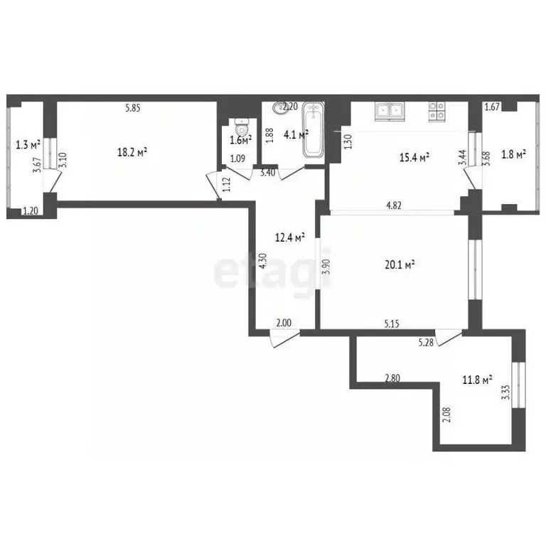 2-к кв. Краснодарский край, Геленджик ул. Грибоедова, 64 (83.6 м) - Фото 2