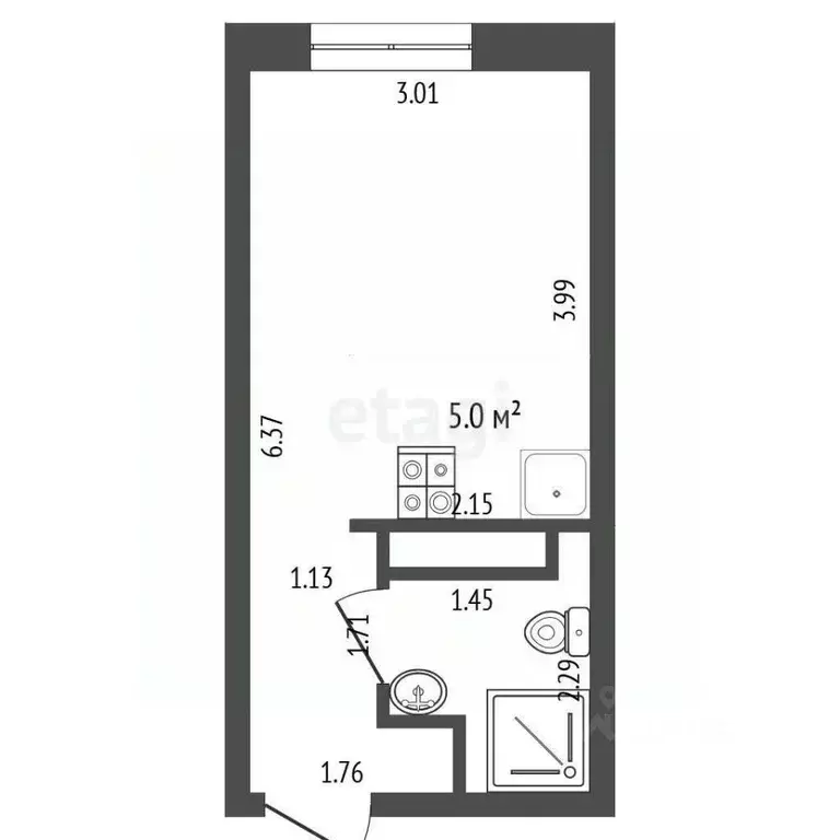 Студия Тюменская область, Тюмень Харьковская ул., 74 (17.9 м) - Фото 1
