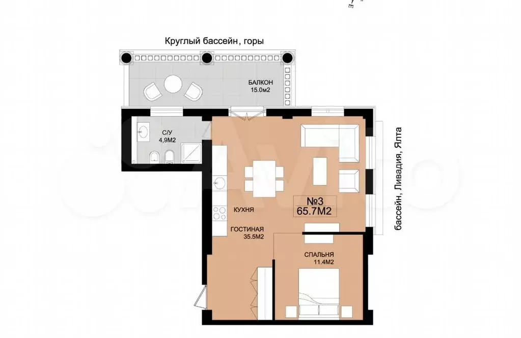 Апартаменты-студия, 60 м, 3/5 эт. - Фото 0