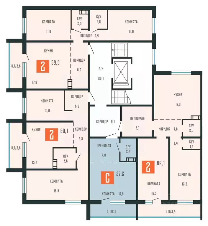 2-к кв. Курганская область, Курган ул. Тимофея Невежина, 3к3 (59.1 м) - Фото 1