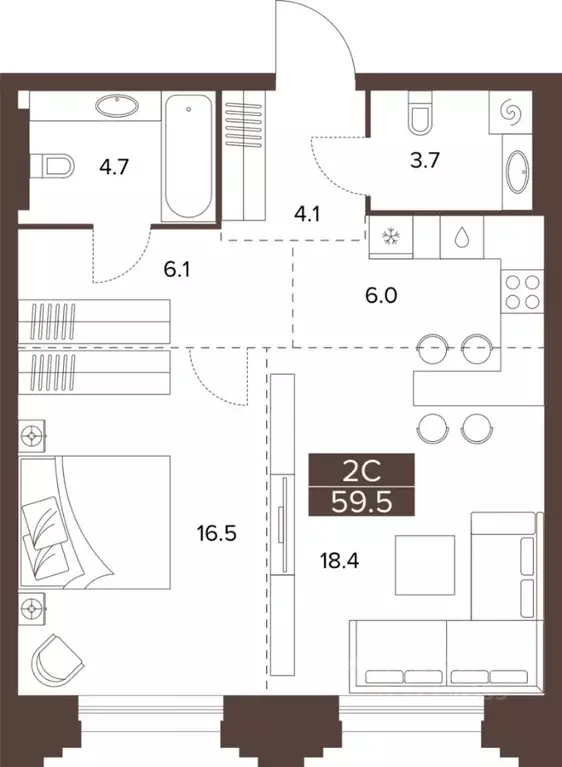 2-к кв. Алтайский край, Барнаул Социалистический просп., 97 (59.5 м) - Фото 1